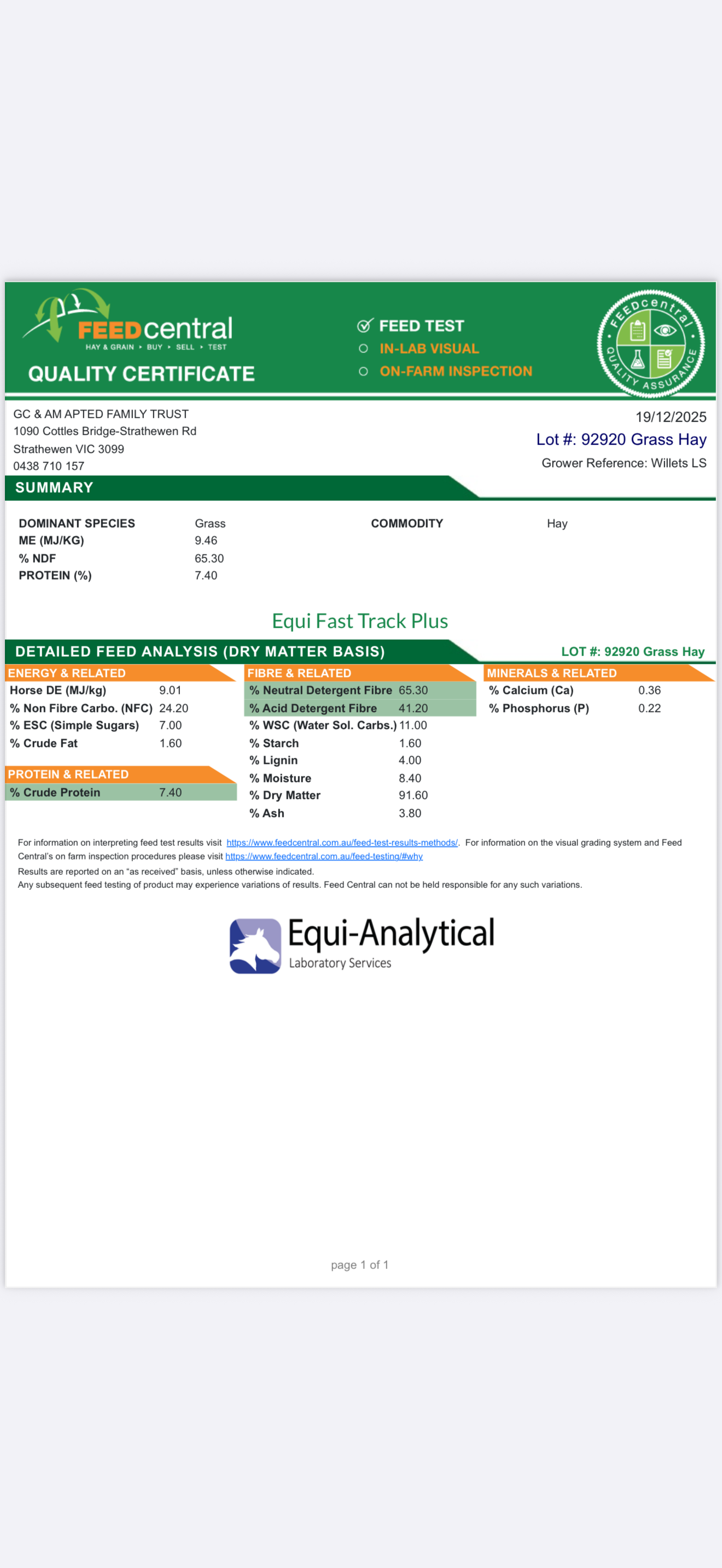 Low Sugar Pasture (Tested)- 14 Pack - $22.5/bale